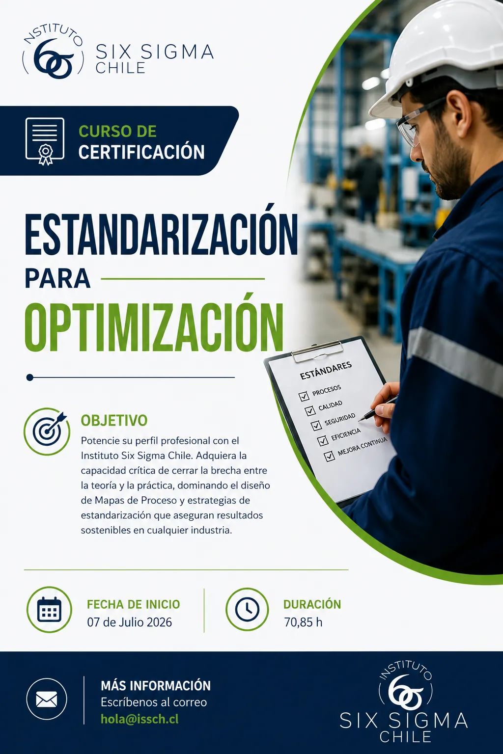 Curso de certificación Estandarización para Optimización del Instituto Six Sigma Chile